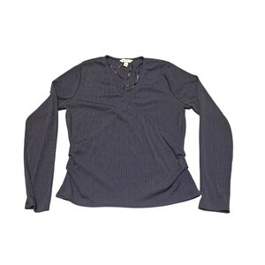 Nine West Women’s L Surplice Neckline Ribbed Top Long Sleeve